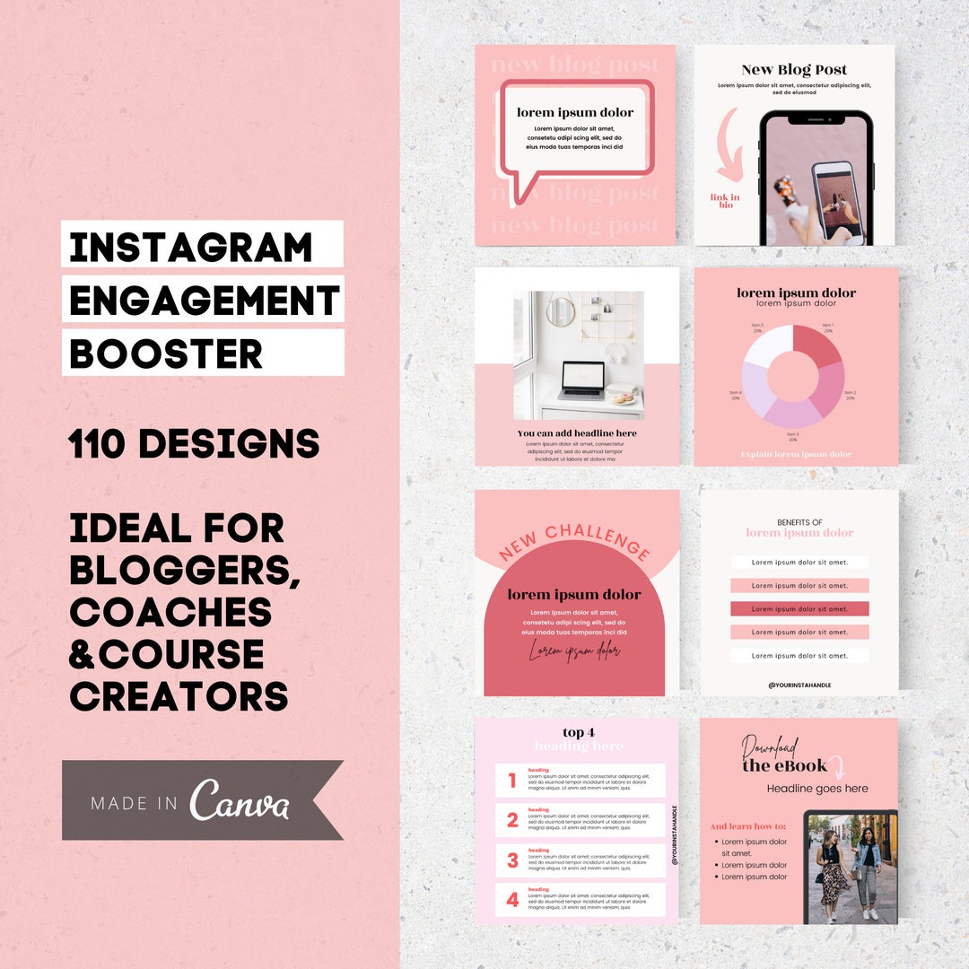 Instagram Engagement Booster Pack Pink Instagram Templates - Etsy New ...