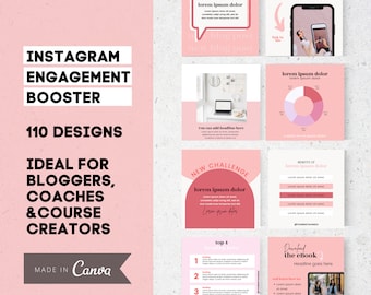 Instagram Engagement Booster Pack | Pink Instagram Templates  | Instagram Templates for Bloggers, Course Creators & Coaches
