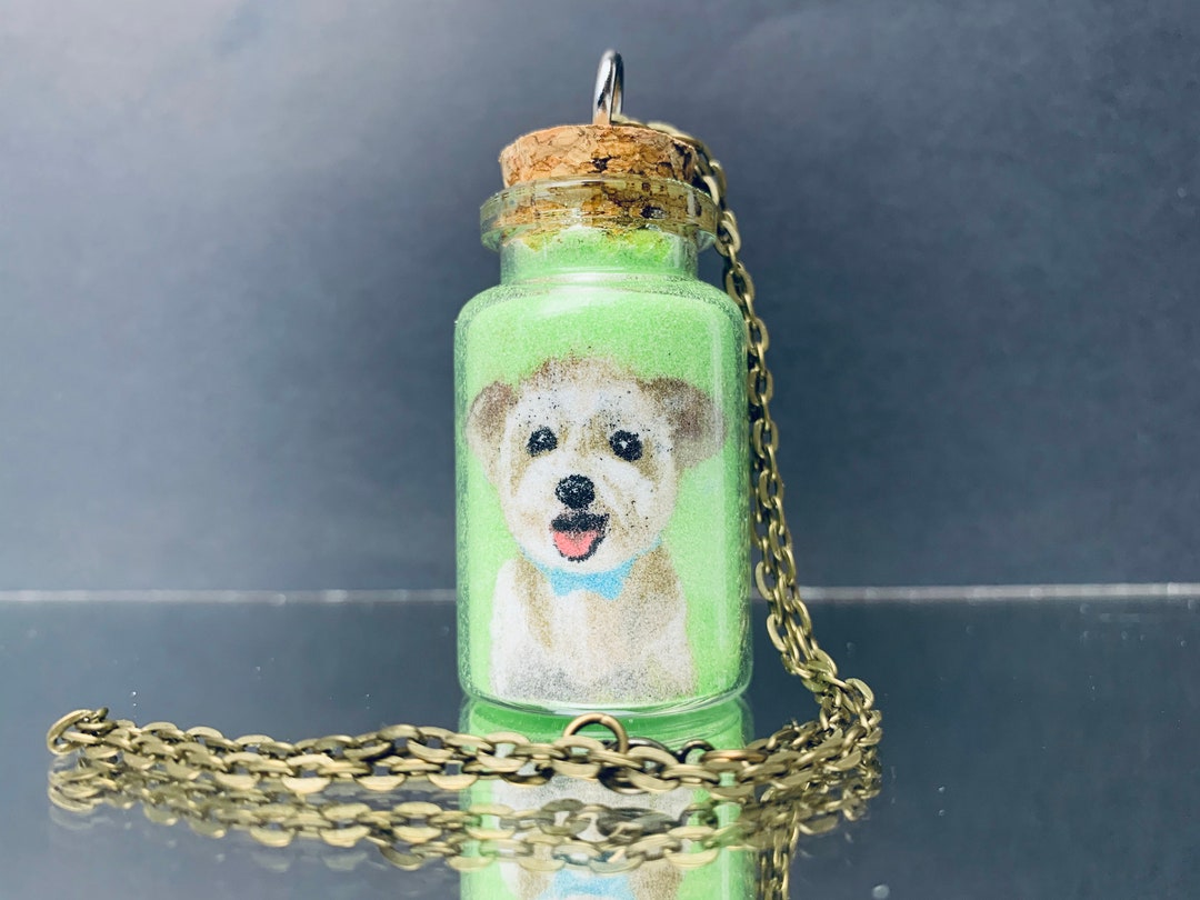 Custom Pet Portrait Sand Art Bottle Pendant Unique Car Etsy