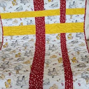 Red & Yellow Winnie the Pooh baby quilt