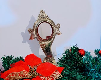 Summer deals/ Handmade Aranmula Metal Mirror/Vishu/Kerala Heritage Decor (3 inch)