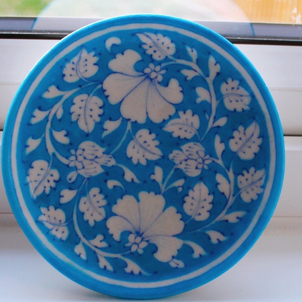 Cadeau pour la fête des Mères/Poterie bleue Jaipur/Assiette artistique/Vaisselle de table / 6 pouces/Décoration de salon/Décoration de cuisine