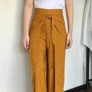 Yellow Mustard Wrap Pants, Bali Beach Pants, Summer Pants, Festival Pants, Hippie Palazzo Pants image 2