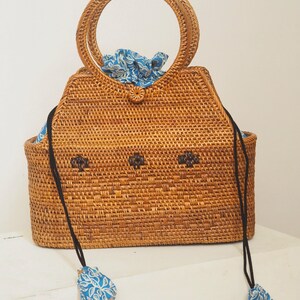 Top Handle Rattan Bag, Handmade Wicker Bag, Straw Handbags