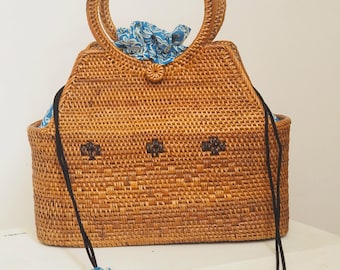 Top Griff Rattan Tasche, handgefertigte Weidentasche, Strohhandtaschen