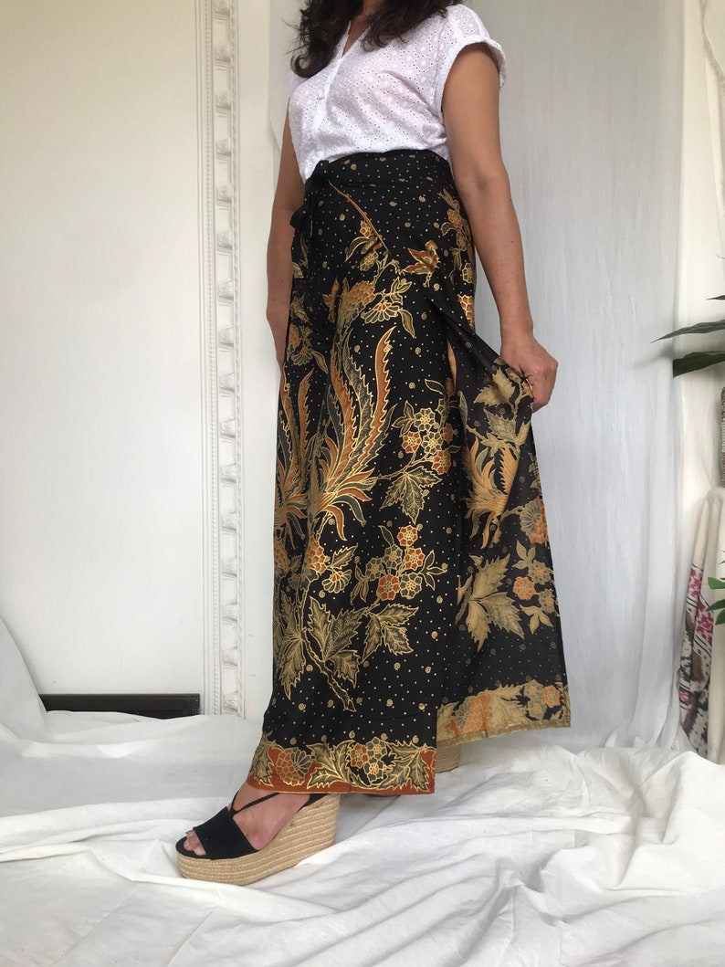 Black Batik Wrap Pants, Bali Beach Pants, Summer Pants, Festival Pants