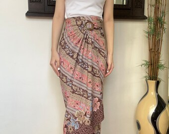 Rosa Blumen Batik Wickelrock, Bali Sarong Rock, Strandüberzug