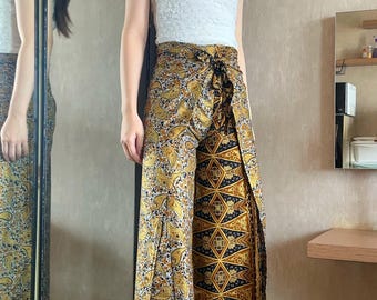 Schwarze Tribal Batik Wickelhose Handgemachte Bali Boho Wickelhose