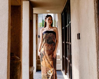 One Shoulder Batik Gown, Formal Satin Maxi Dress - Etsy