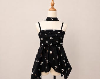 Tanktop im Batik-Stil, handgefertigtes Sommertop mit Batikmuster, Resortmode