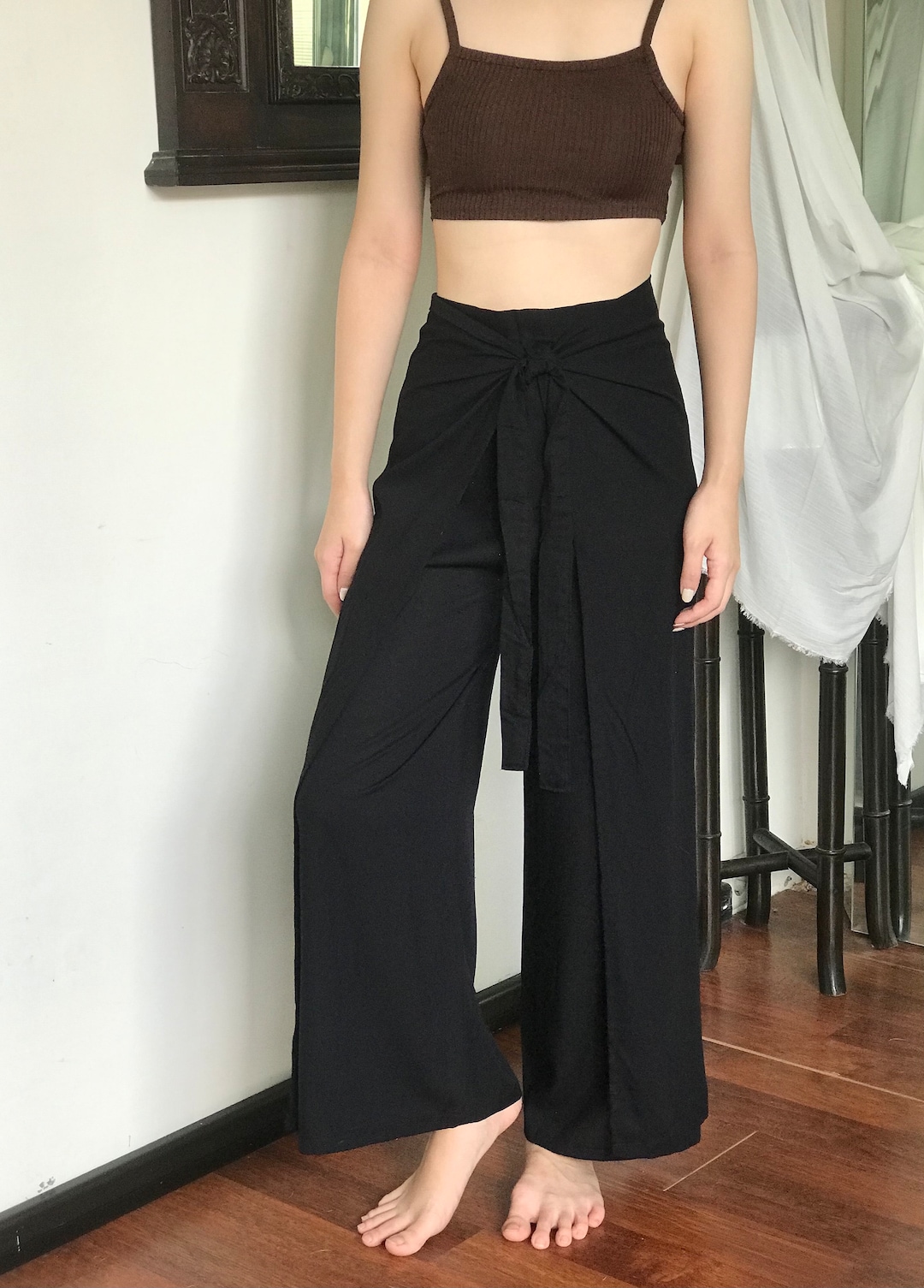 Black Wrap Pants, Bali Beach Pants, Summer Pants, Festival Pants