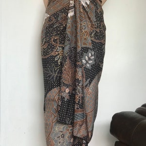 Gold Batik Wrap Skirt, Bali Beach Skirt, Beach Cover up image 10