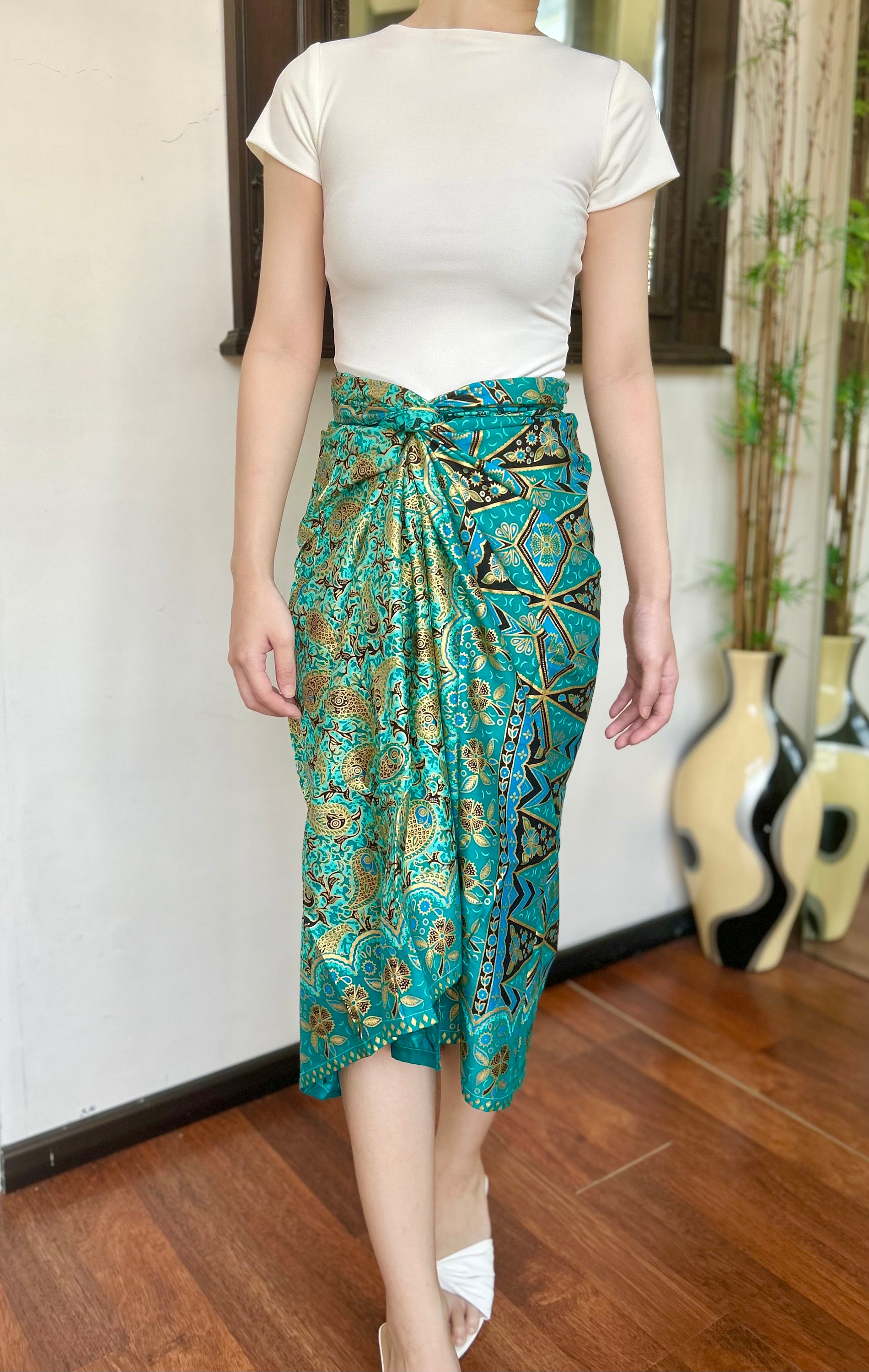 Blue Aquamarine Batik Wrap Skirt Bali Beachwear Ethnic Sarong - Etsy