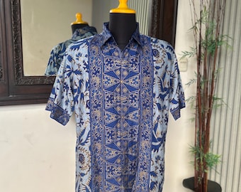 Blaues Batik Baumwollhemd für Männer