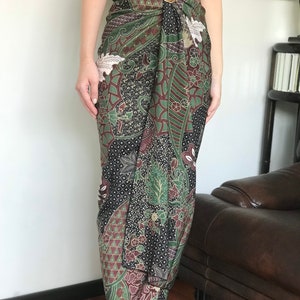 Gold Batik Wrap Skirt, Bali Beach Skirt, Beach Cover up image 5