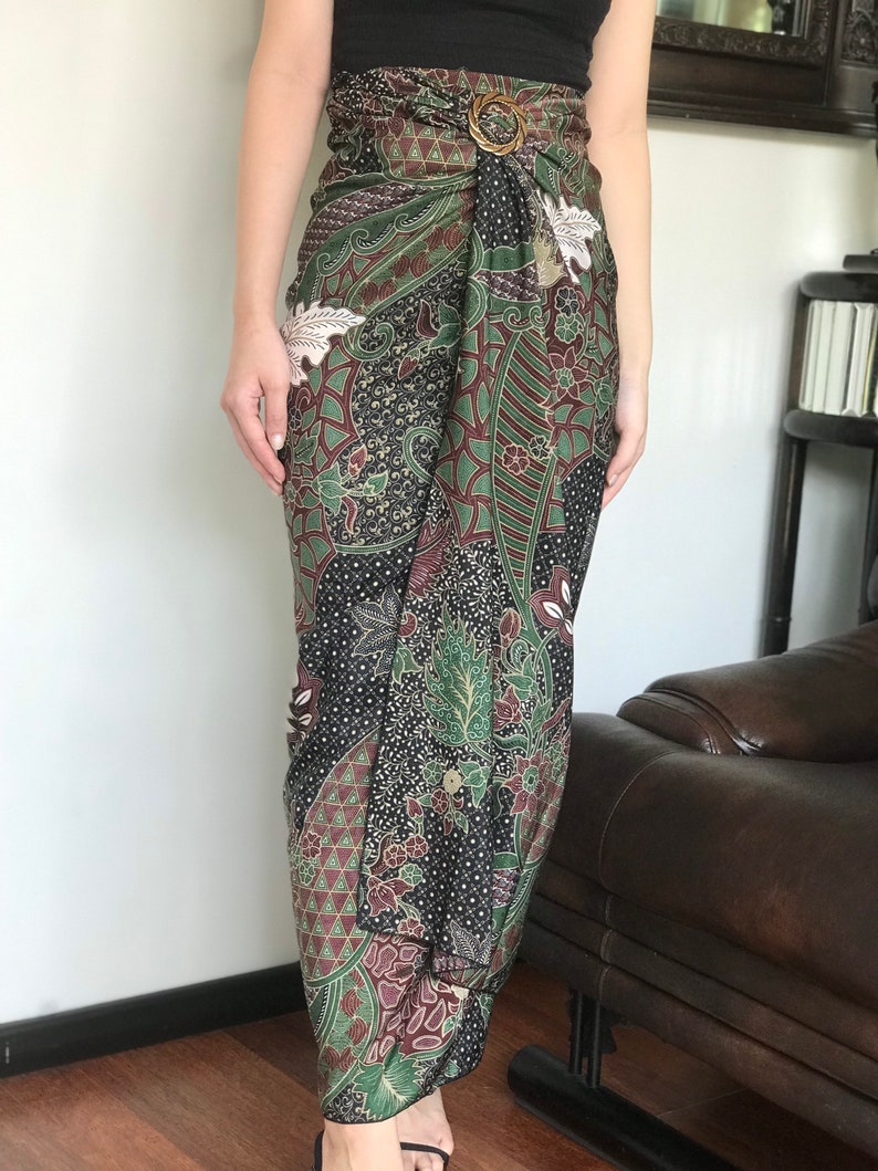 Gold Batik Wrap Skirt, Bali Beach Skirt, Beach Cover up image 5