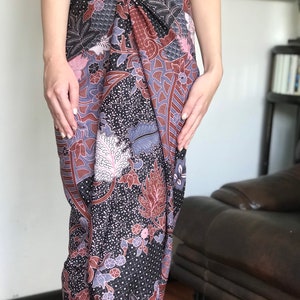 Gold Batik Wrap Skirt, Bali Beach Skirt, Beach Cover up image 7