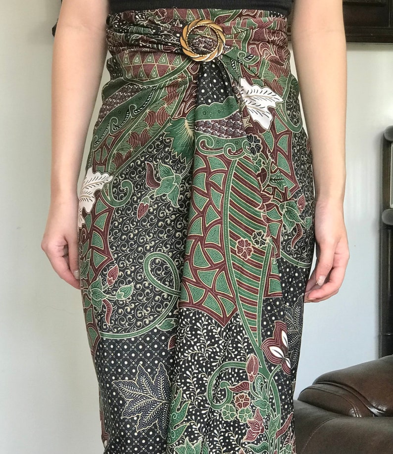 Gold Batik Wrap Skirt, Bali Beach Skirt, Beach Cover up image 6