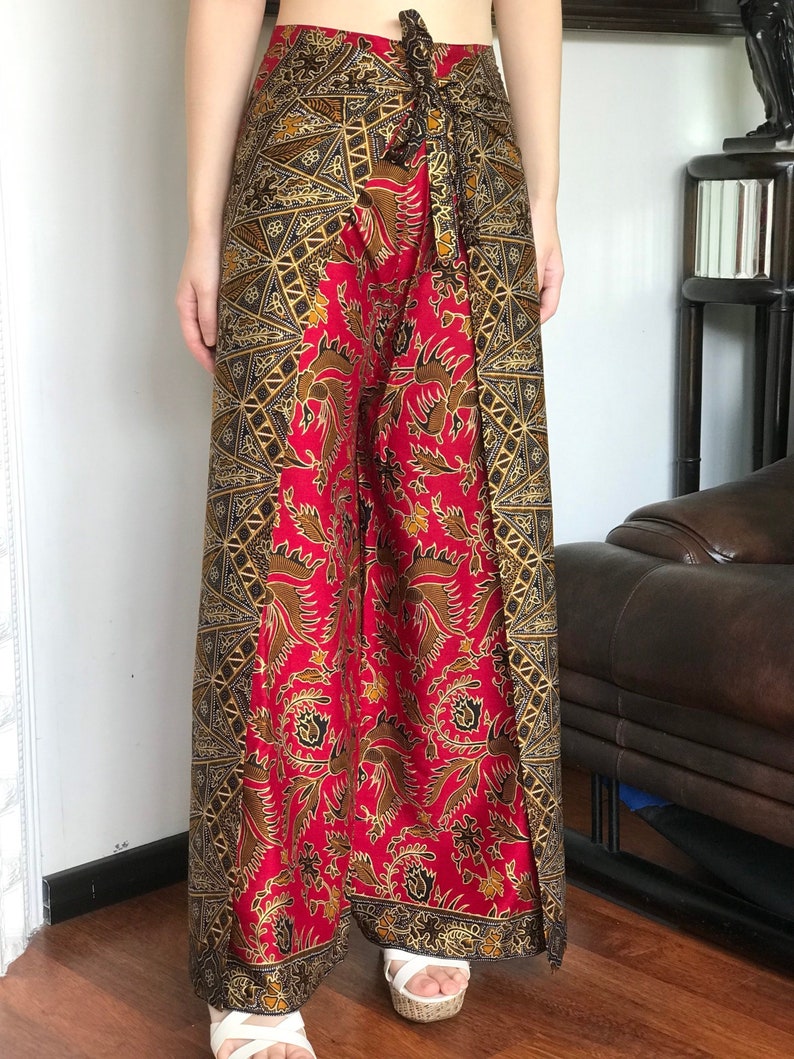 Red & Pink Paisley Print Bali Pants
