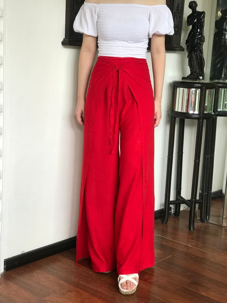 Red Wrap Pants, Bali Beach Pants, Summer Pants, Festival Pants, Hippie Palazzo Pants Etsy