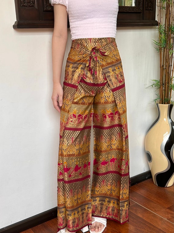 Gold Sharara Pants with Drawstring Closure – FusionBeats.in