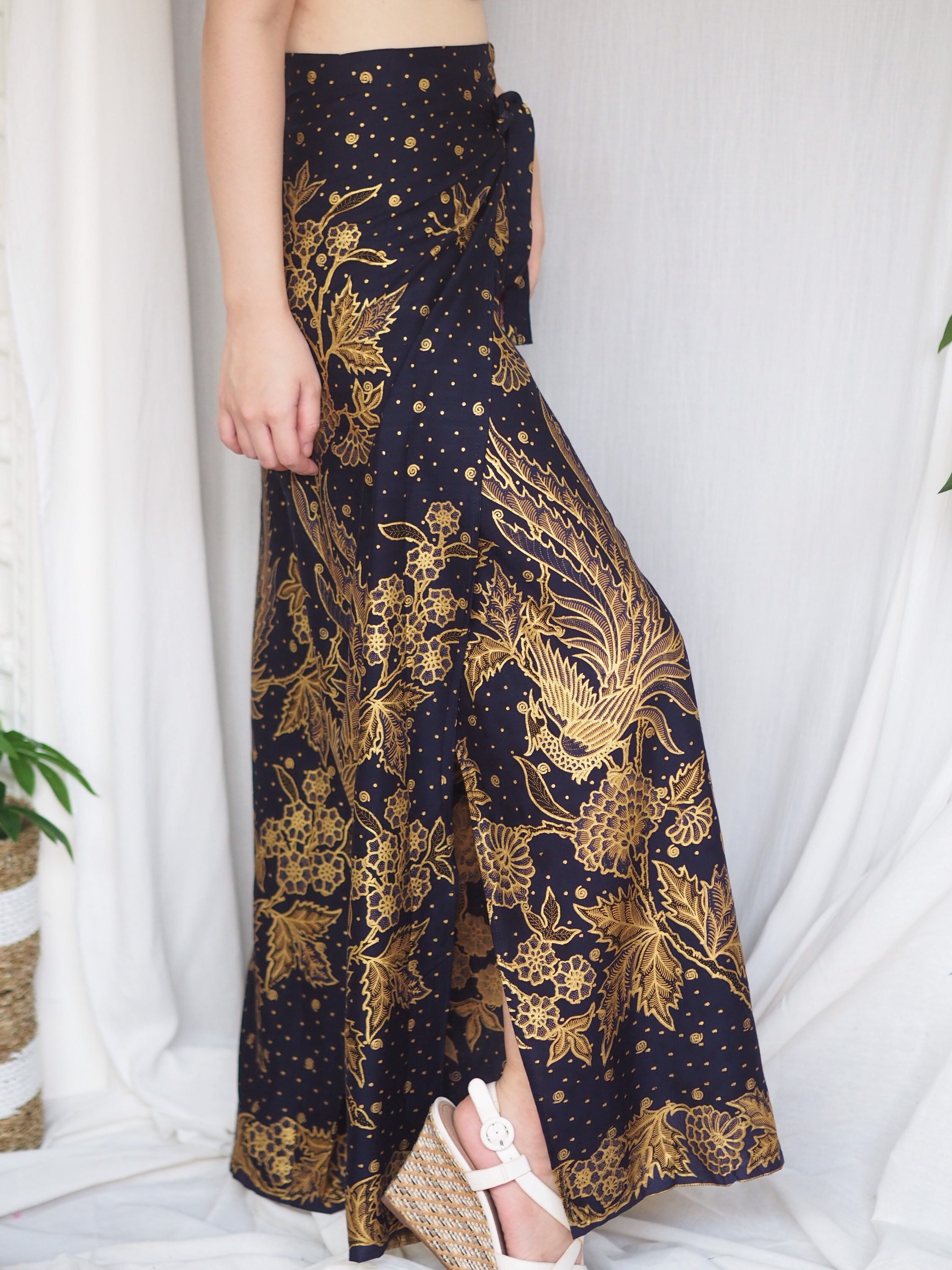 Indigo Blue Batik Wrap Pants Bali Beach Pants Wrap Around Etsy