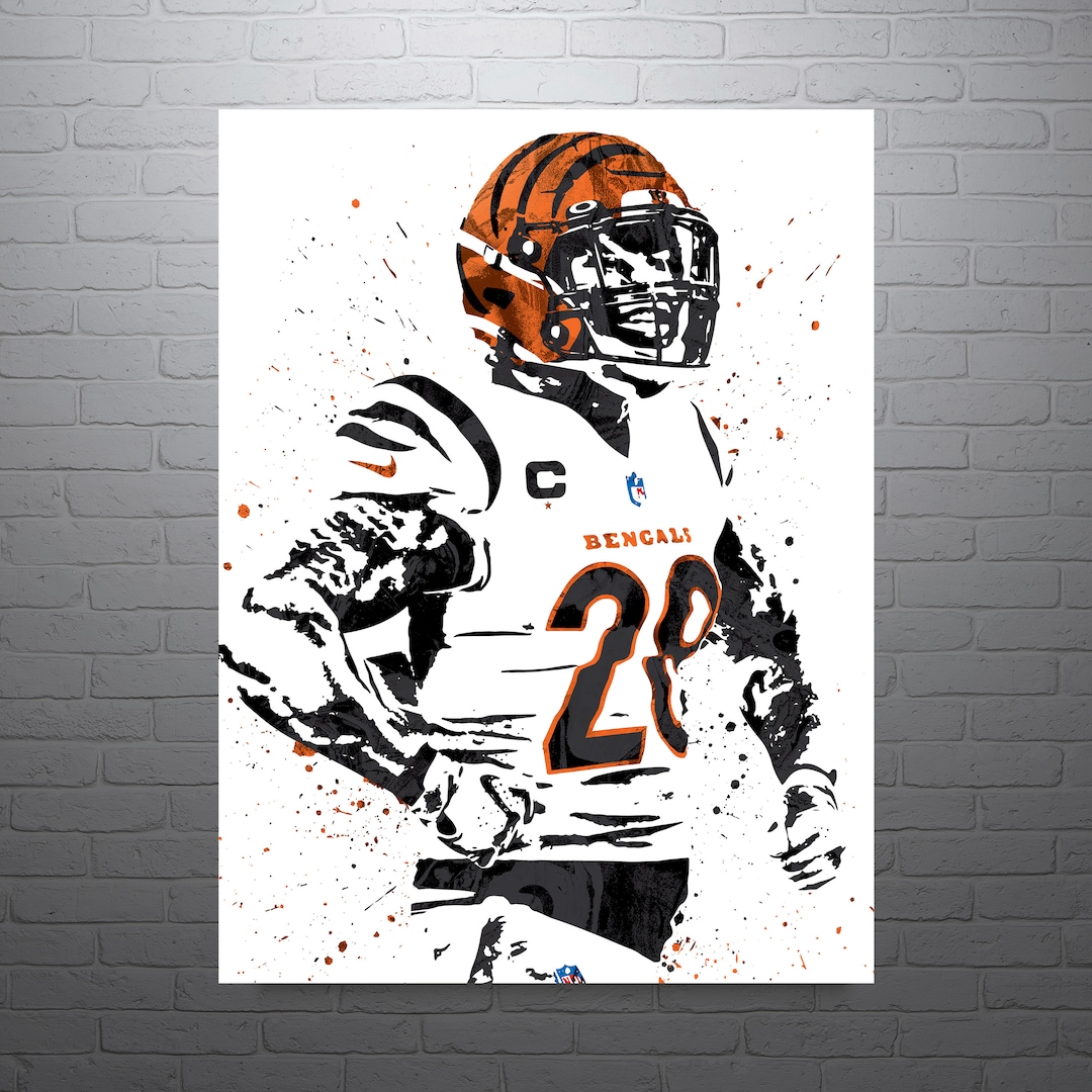 Joe Mixon Cincinnati Bengals Football White Jersey Poster Man 