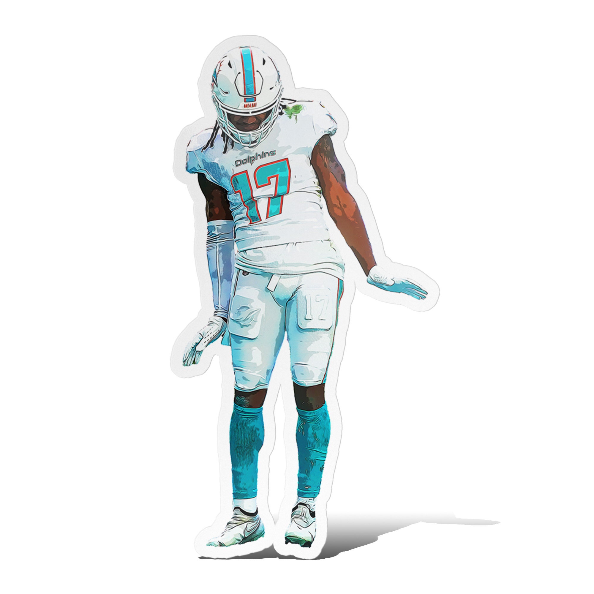 Jaylen Waddle Miami Dolphins Football Glossy Sticker Vinyl Etsy