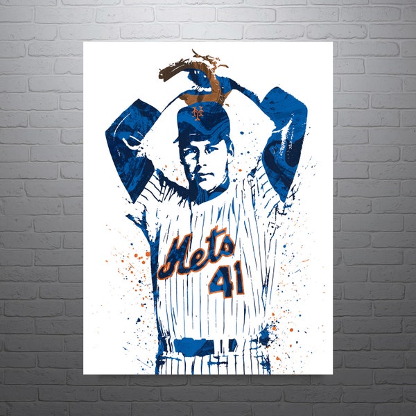 Tom Seaver New York Mets Baseball Poster, Man Cave, Sports Art Print, Wall Decor, Custom Art