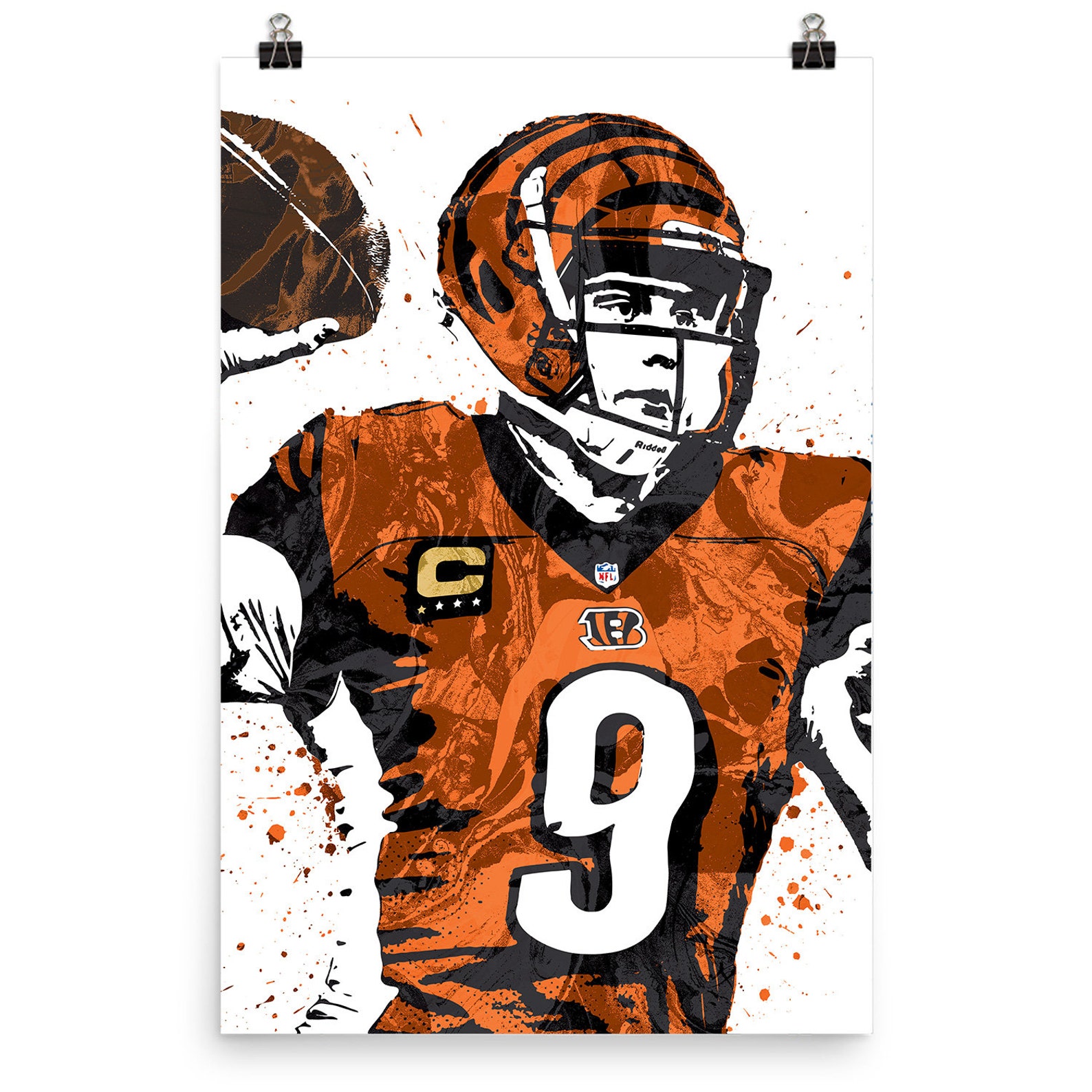 Joe Burrow Cincinnati Bengals Football Poster Man Cave Etsy