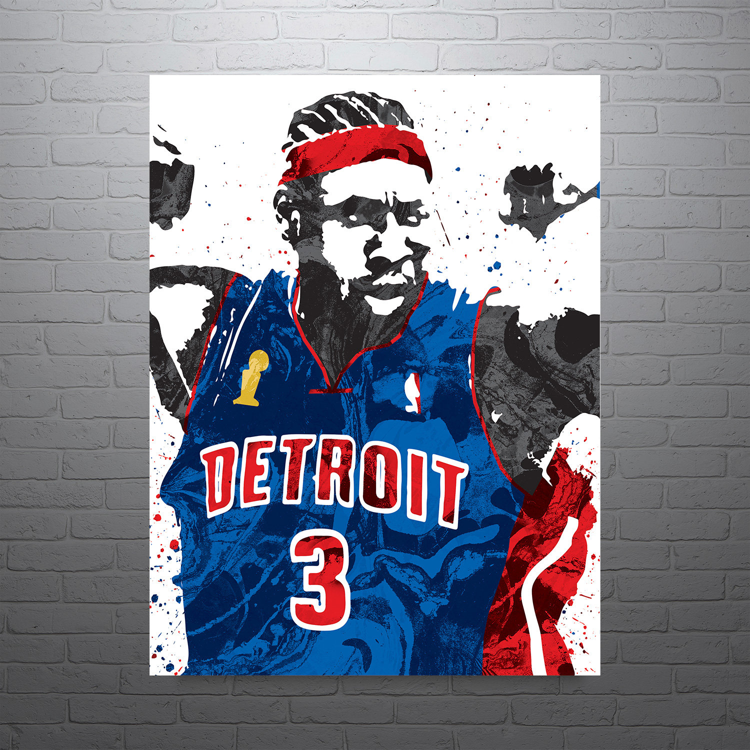 Ben Wallace Detroit Jersey Qiangy - Ben Wallace - Posters and Art Prints