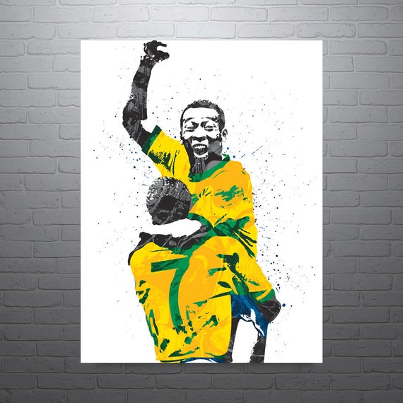 Pele Brazil Soccer Poster Man Cave Sports Art Print Wall Etsy