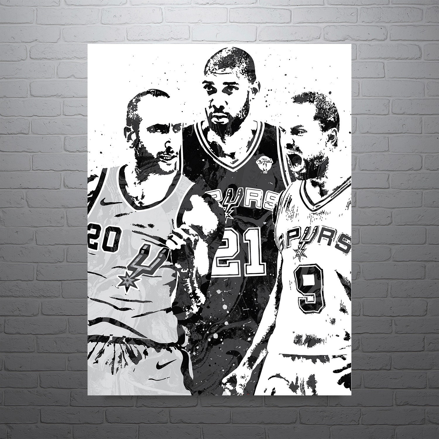 Spurs Big Three: Tim Duncan, Manu Ginobili and Tony Parker limited edition  canvas giclee print