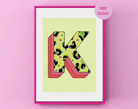 Bold Letter Print Retro Custom Alphabet Personalised Art | Etsy