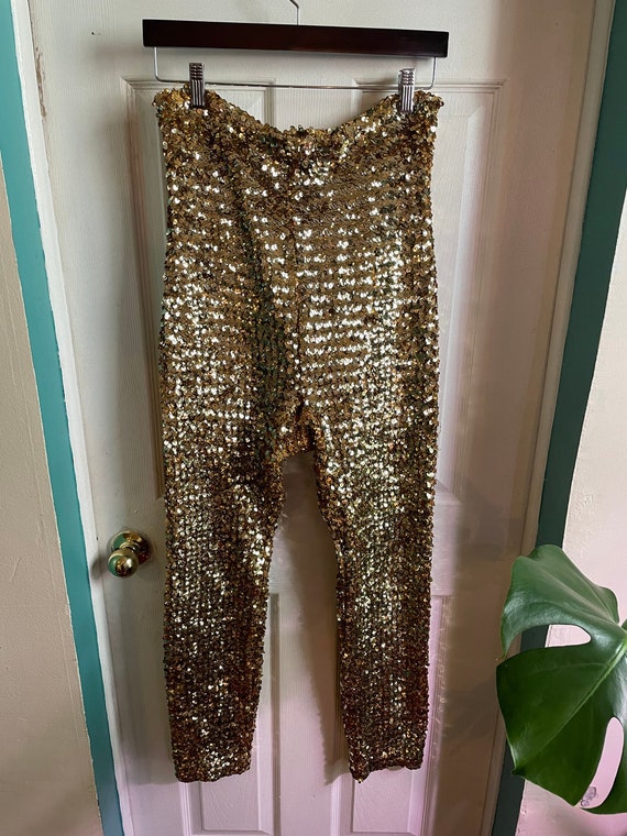 Gold Sequin Stretch Pants