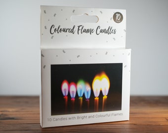 Velas con llamas de colores - Paquete de 10