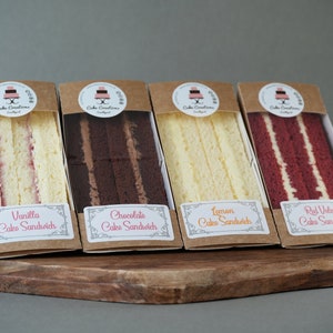 Cake Sandwiches - Vanilla - Chocolate - Red Velvet - Lemon - Slices