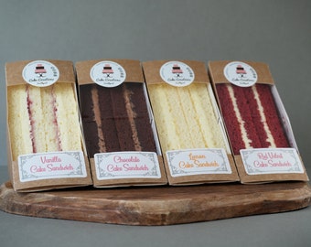 Cake Sandwiches - Vanilla - Chocolate - Red Velvet - Lemon - Slices