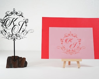 Customised Wedding Monogram Set - Cake Topper and Stencil