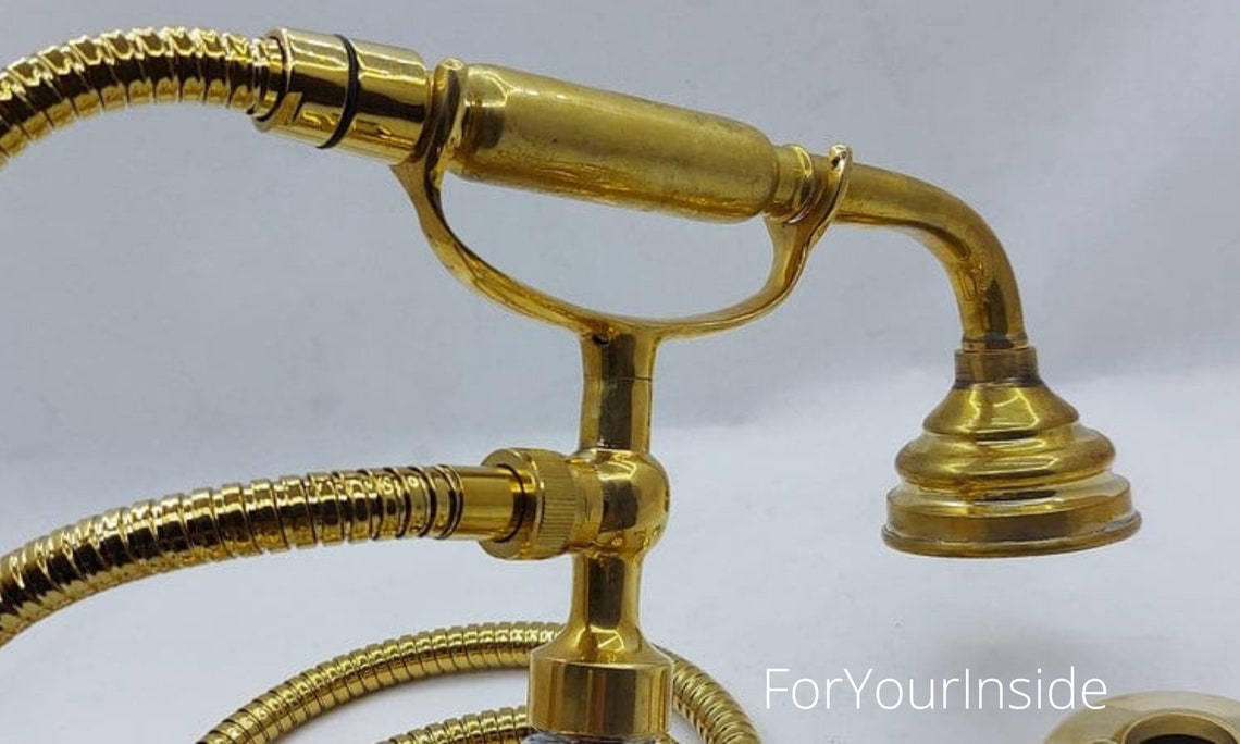 Vintage Solid Brass Tub Filler Unlacquered Wall Mount Etsy