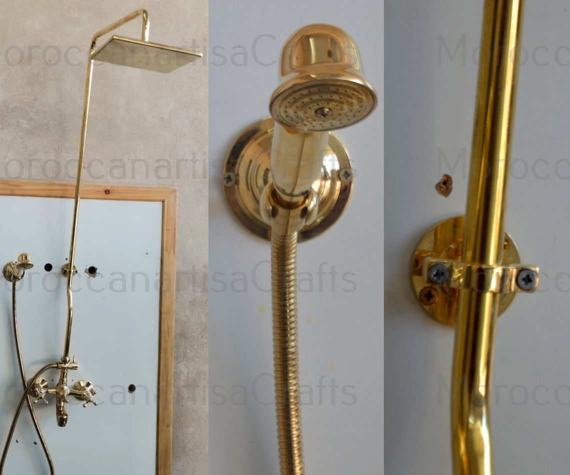 Unlacquered Brass Shower System With Tub Filler and Hand Etsy