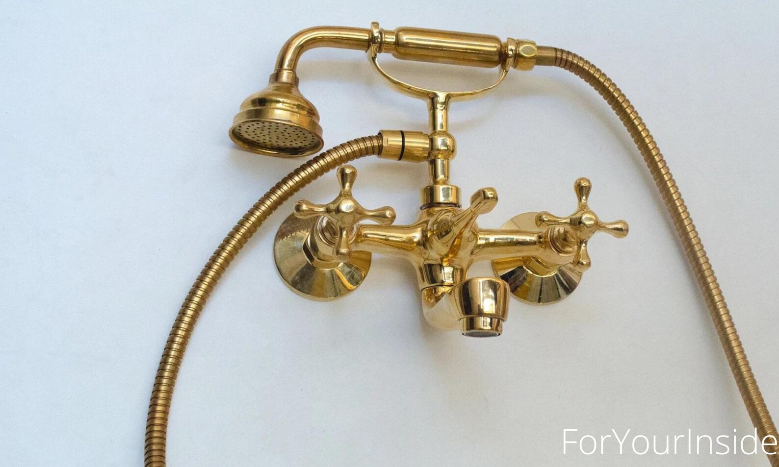 Vintage Solid Brass Tub Filler Unlacquered Wall Mount Etsy