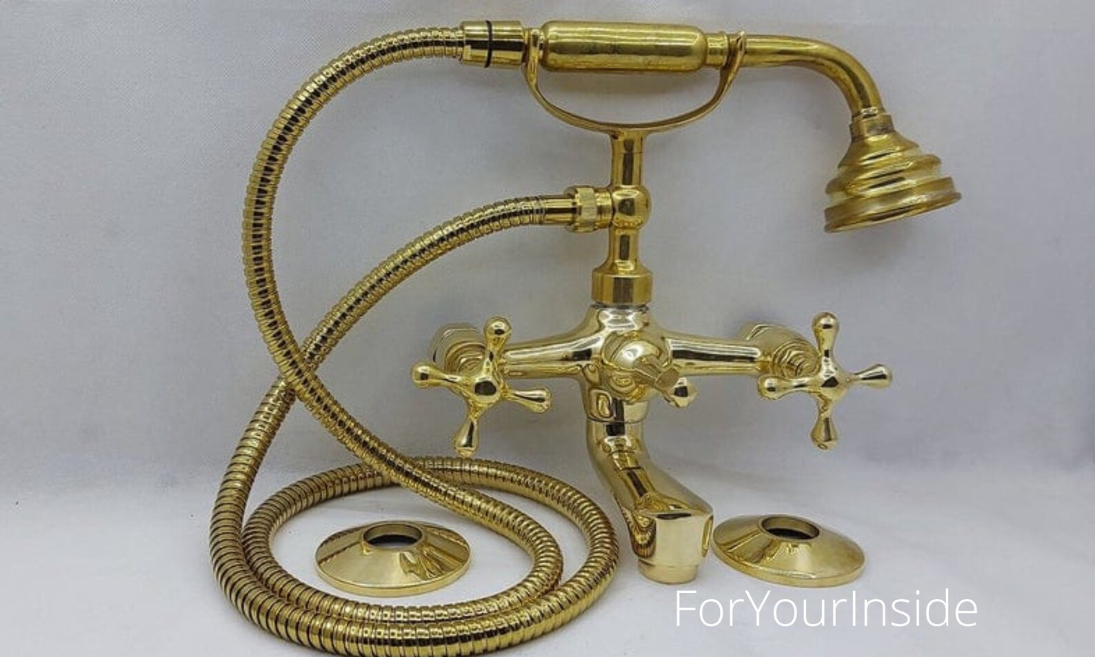 Vintage Solid Brass Tub Filler Unlacquered Wall Mount Etsy
