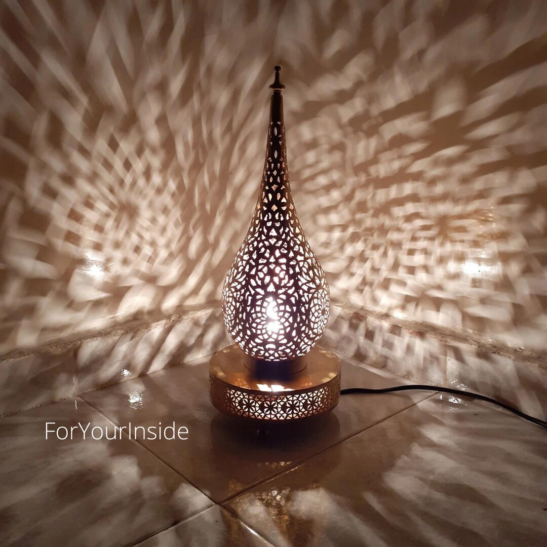 Moroccan Table Lamp Brass Night Light Relaxing Lighting Handmade