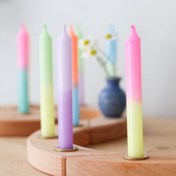 MADAM ERLE | Set of 10 dipdye small birthday candles | SUSI | handmade| colorful | children's birthday | decorative candles | gift idea |