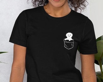 Dog in a Pocket Tshirt, Puppy in a Pocket shirt for Women, Cute Dog Shirt, Dog Mom Gift, Maltese Maltipoo in a Pocket Shirt