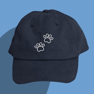 Embroidered Paw Print Hat Unisex, Dog Lover Adjustable Cotton Twill Cap, Pet Owner Gift, Dad Hat for Dog Moms and Dog Dads, Baseball Hat