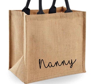 Nanny tote bag, mothers day gift for Granny, grandma shopping bag Personalised Nanny Birthday Gift for grandma, new grandparent gift bag
