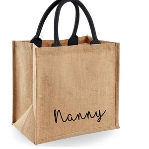 Nanny tote bag, mothers day gift for Granny, grandma shopping bag Personalised Nanny Birthday Gift for grandma, new grandparent gift bag