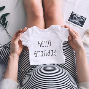 pregnancy announcement vest Hello Grandad baby vest, New baby gift for grandad, pregnancy announcement for grandparents pregnancy reveal